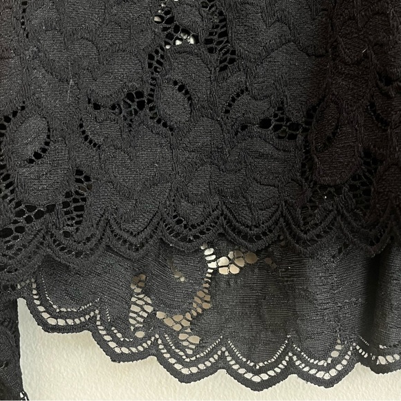 Free People | Olivia black lace oversized blouse top Women’s size XS/S boho rock - Picture 4 of 10